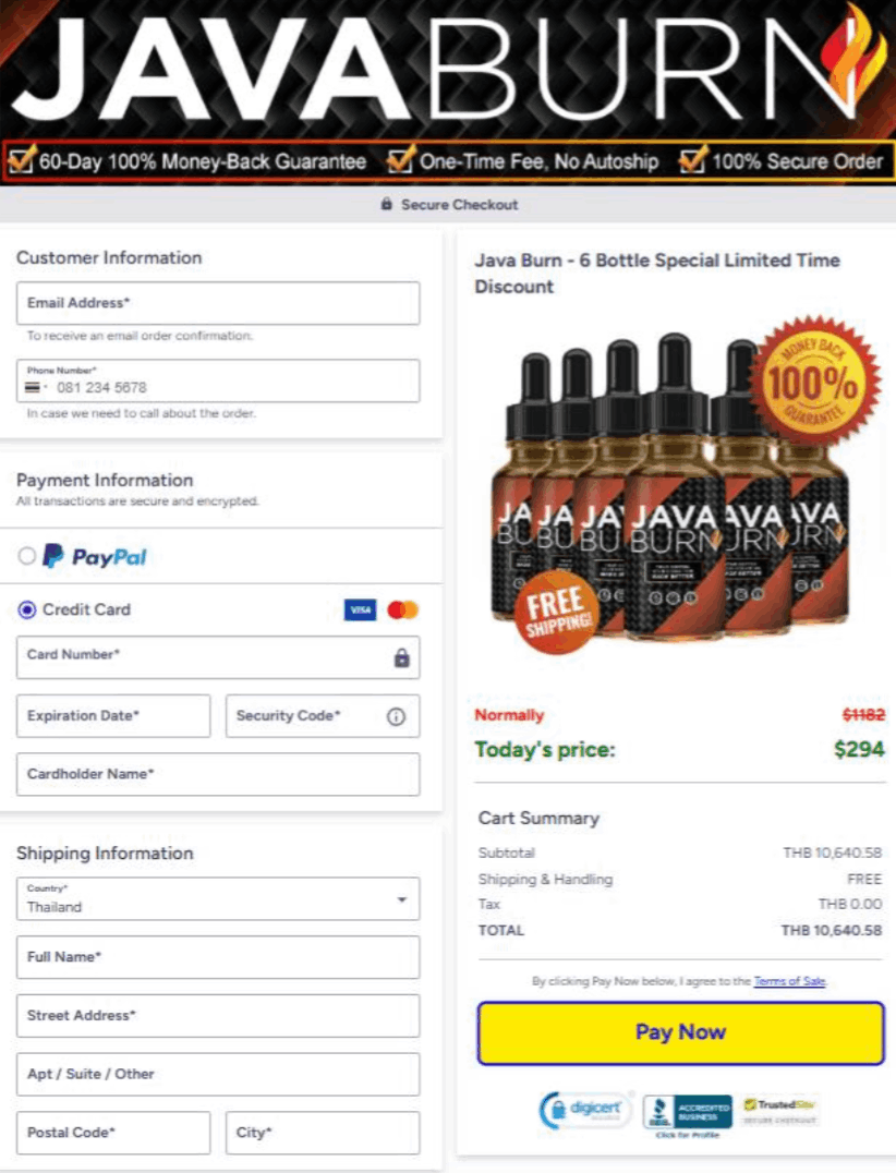 Java Burn-order-page